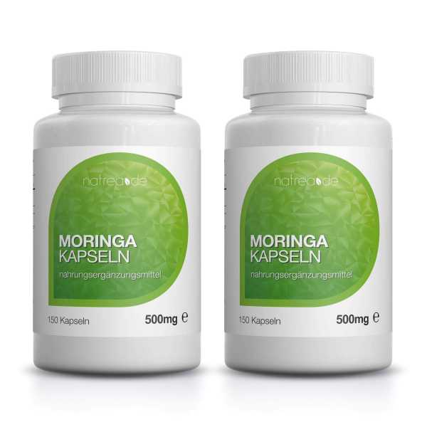 Moringa Kapseln, 300 Stück, Dose a 75 g (2 x 150 Kapseln)