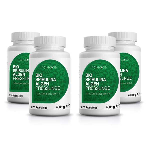BIO Spirulina Algen Presslinge, 2500 Stück ( 4 x 625 Stück a 400mg )