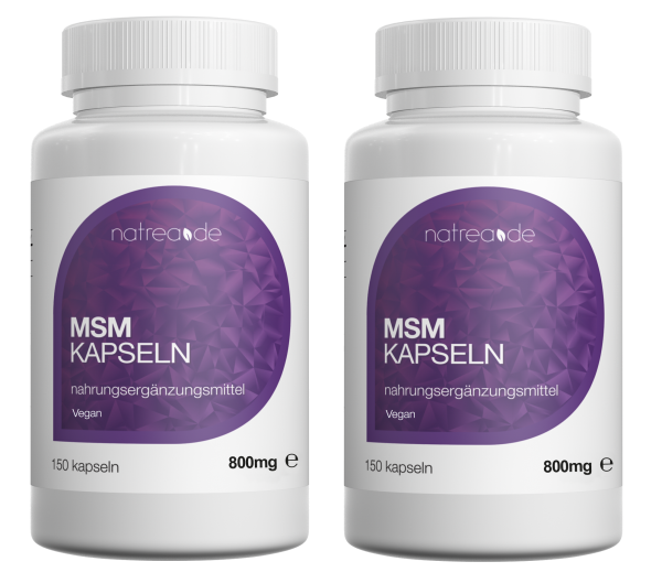 MSM-Kapseln, vegan, 99,9% reines, organisches Schwefel Pulver - 2 x 150 Kapseln à 800mg