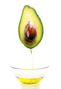 Avocadoöl von Natrea Avocado mit Öl in Glasgefäß