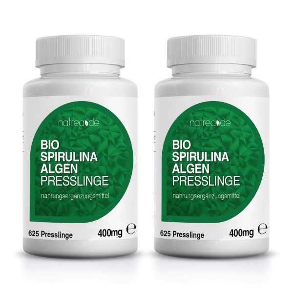 BIO Spirulina Algen Presslinge, 1250 Stück ( 2 x 625 Stück a 400mg )