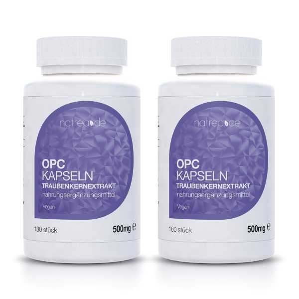 OPC Traubenkernextrakt-Kapseln, vegan, 360 (2x180) Stück à 500mg